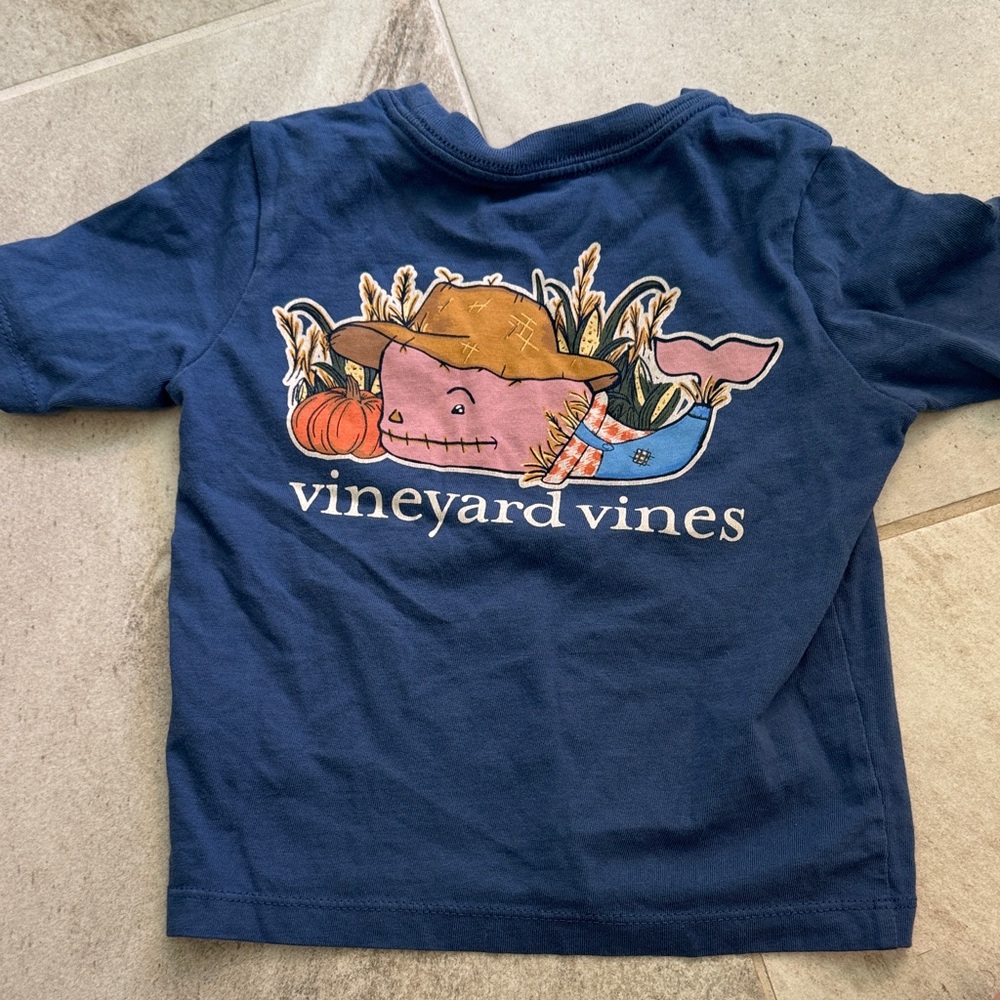 Vineyard Vines Kids Navy Tee with Harvest Graphic